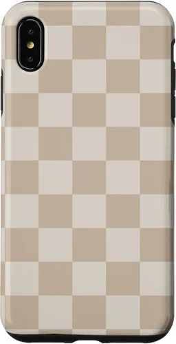 Vista 11 de iPhone 16 Vanilla Blanco café crema a cuadros ajedrez patrón clásico caso