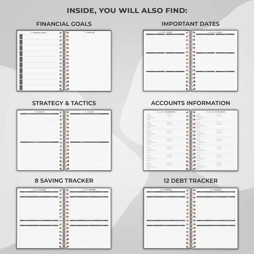 Vista 5 de Clever Fox Planificador de presupuesto en espiral, cuaderno de seguimiento de gastos, organizador de presupuestos mensual, cuaderno de registro