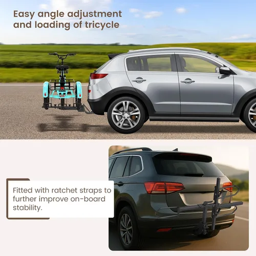 Vista 4 de ABORON Soporte para Triciclo, Soporte de Enganche para Triciclo de Neumáticos Gruesos de 5" para SUV, Camión, Furgoneta, RV, Se Ajusta a Receptor