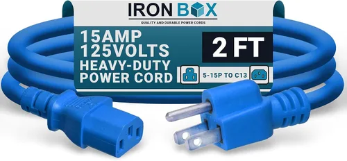 Vista 30 de IronBox Electric - Cable de Alimentación de Servicio Pesado 5-15P a C13 - Cable PC SJT 14/3 de 3 Clavijas 15A 125V - Cable para Computadora