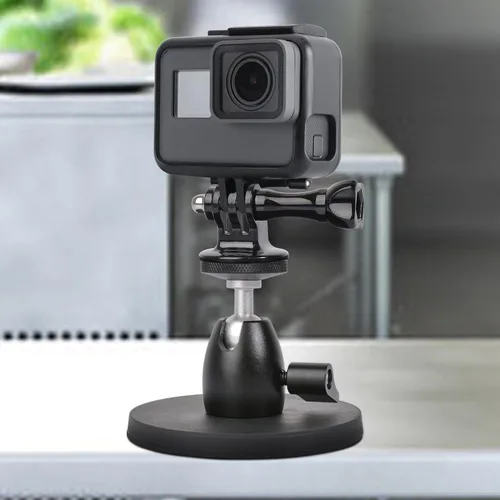 Vista 6 de Ruittos Soporte magnético para cámara GoPro Insta360 Akaso DJI Action, con cabeza de bola de rotación, revestimiento de goma súper fuerte, imán
