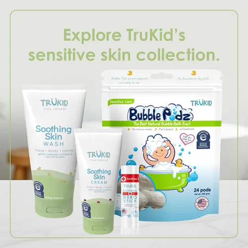 Vista 8 de TruKid Bálsamo calmante para terapia de la piel: alivia la picazón y la irritación, perfecto para llevar, ingredientes naturales y no tóxicos, sin