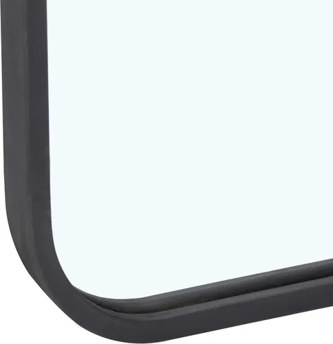 Vista 8 de HomGarden Espejo de baño cuadrado moderno de 24 x 36 pulgadas con marco de metal negro, esquina redonda, espejo montado en la pared para baño