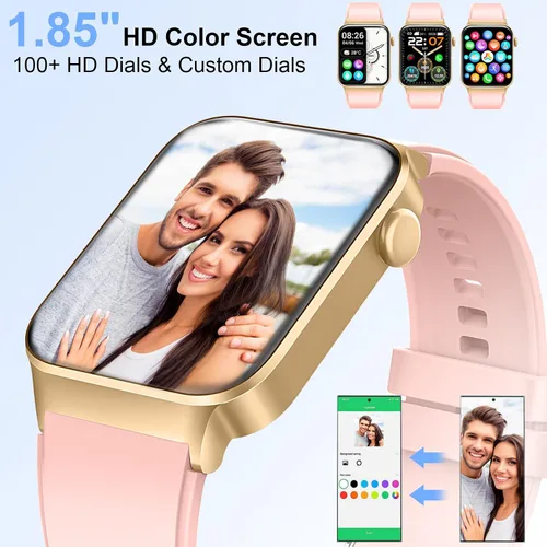 Vista 3 de Reloj inteligente para hombres y mujeres (respuesta/hacer llamadas), reloj inteligente de 1.85 pulgadas, 113 modos deportivos, rastreador de fitness