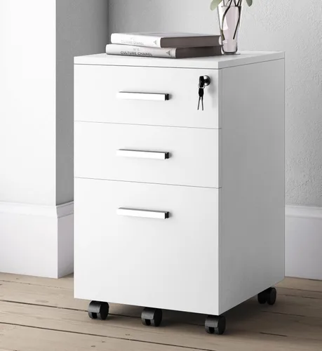 Vista 11 de Lazio Archivador de 26 pulgadas con cerradura, archivador para el hogar y la oficina, archivador de 3 cajones con ruedas para cartas de tamaño A4