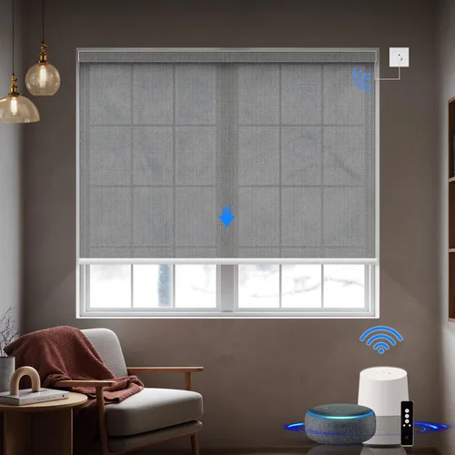 Vista 16 de Persiana enrollable motorizada de filtrado de luz funciona con HomeKit, Alexa, Google, persianas inteligentes 50% opacas para ventanas con motor
