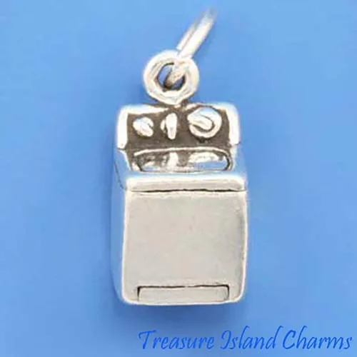 Vista 3 de Lavadora Lavadora Lavandería 3D 925 Plata Esterlina Colgante Pulsera Joyería Fabricación Suministro, Plata esterlina, No es una piedra preciosa