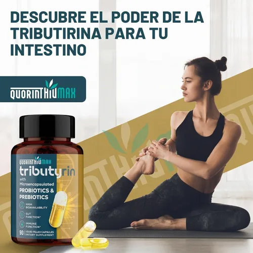Vista 6 de Suplemento de tributirina para intestino e inmune de 800 mg Alta biodisponibilidad con probióticos y prebióticos microencapsulados - Complejo