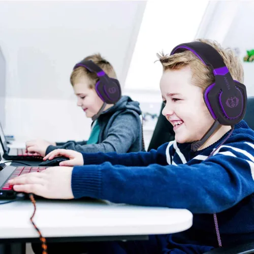 Vista 9 de Anivia AH28plus - Auriculares para computadora con cable y micrófono, estéreo para juegos, con aislamiento de ruido, con control de volumen, sonido