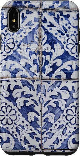 Vista 11 de Azulejos de patrón portugués - Funda azul y blanca floral para iPhone 17
