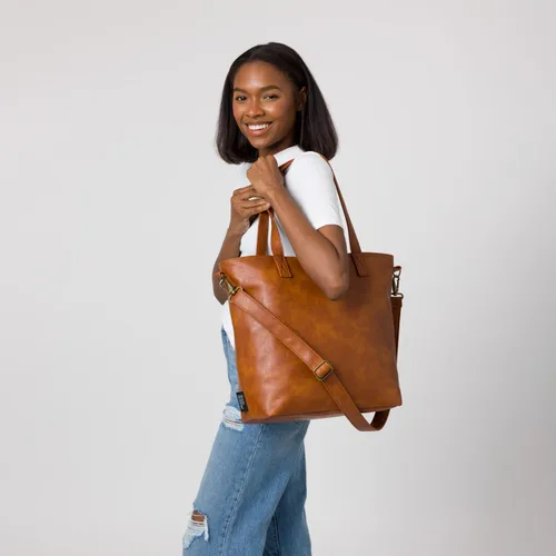 Vista 7 de Simple Modern Bolso de mano de piel vegana para mujer Bolso grande de trabajo para portátil con cremallera superior para viajes, escuela, profesora
