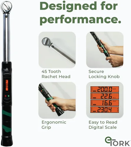 Vista 6 de eTORK - Llave dinamométrica estilo clic Llave dinamométrica de 3/8 Llave dinamométrica de 100 libras Llave dinamométrica automática Llave