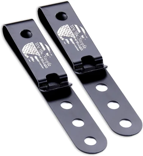 Vista 37 de HolsterSmith - Clip universal de metal para cinturón para hacer fundas, modelo 5, (3 agujeros), color negro táctico