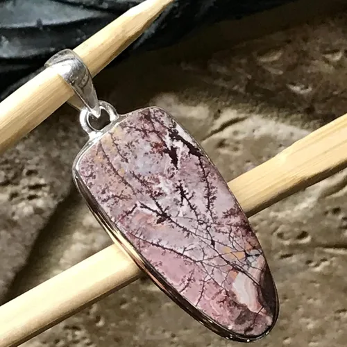 Vista 6 de Genuine Scenic Sonora Dendritic Rhyolite 925 Solid Sterling Silver Pendant 50mm