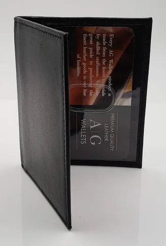 Vista 2 de AG Wallets Soporte de licencia plegable de cuero para 2 identificaciones, Negro -, Tarjetero e identificación