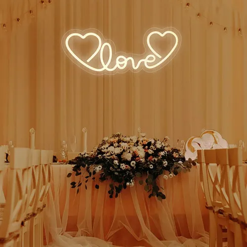 Vista 7 de Letrero de neón LED rosa con corazón de amor para boda, proponer matrimonio, día de la madre, día de San Valentín, decoración de pared, regulable