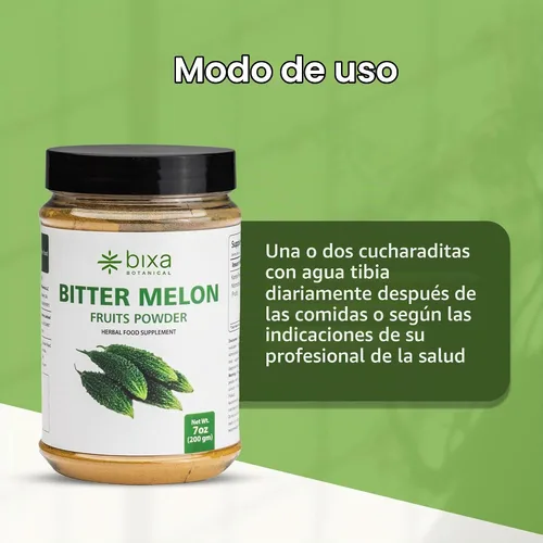 Vista 3 de bixa BOTANICAL Polvo de melón amargo, polvo de Karela, 200 gramos, 7 oz
