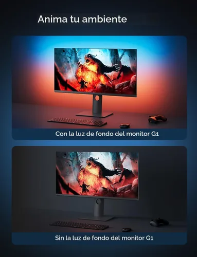 Vista 8 de Govee Luz de juego para monitor G1, retroiluminación LED RGBIC para PC de 27 a 34 pulgadas, luces LED inteligentes para monitores con combinación