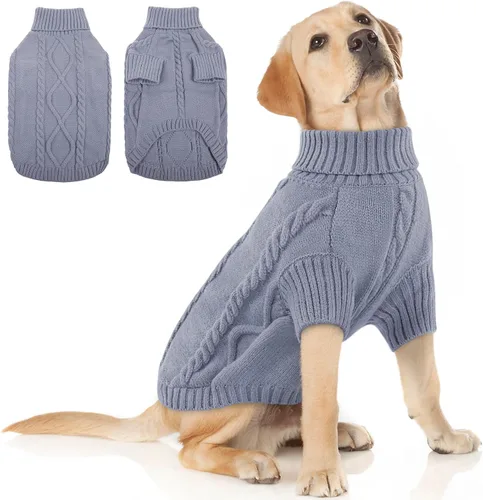 Vista 16 de Queenmore - Suéter de punto trenzado con cuello alto para perros pequeños, para climas fríos, para chihuahua, bulldog, teckel, carlino y yorkie, XS