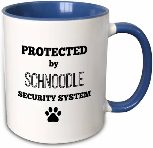 Vista 7 de 3dRose BrooklynMeme Pets - Protegido por el sistema de seguridad schnoodle - Tazas (mug_221799_4)
