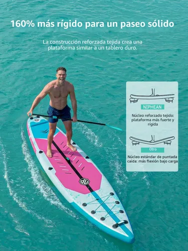 Vista 2 de Niphean Tabla inflable de la paleta con los accesorios 10'6''/12'6" estable Prisa profunda