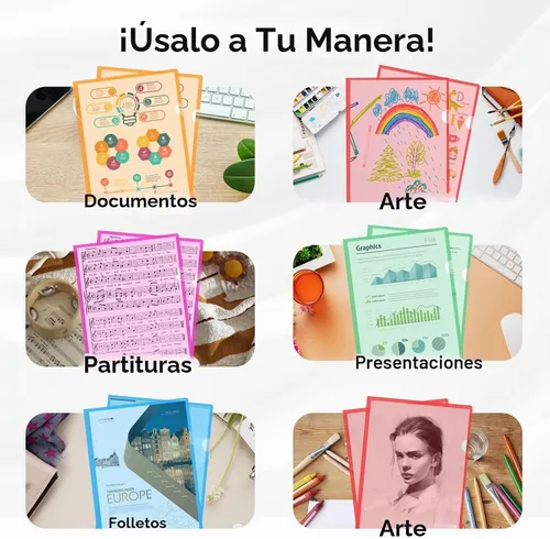 Vista 6 de KTRIO Paquete de 12 fundas de plástico transparente para carpetas, 6 colores surtidos, bolsillos para proyectos de documentos para papel