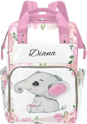 Vista 9 de XOZOTY Mochila de pañales de dibujos animados de vaca linda con nombre para hombres y mujeres de enfermería personalizada bolsas de bebé hombro
