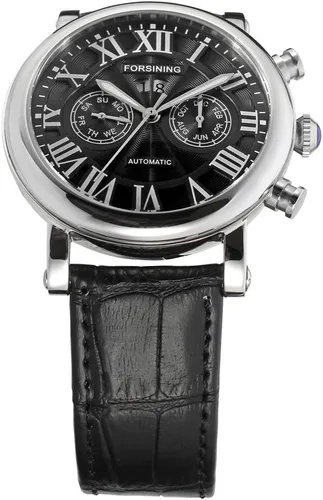 Vista 6 de FORSINING Reloj de pulsera automático de acero inoxidable con correa de cuero FSG9407M3S2, Moderno