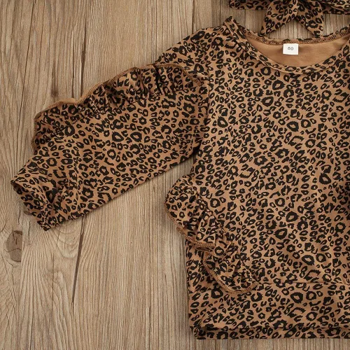 Vista 8 de Conjunto de 2 piezas de ropa de otoño e invierno para niña pequeña, camiseta de manga larga abombada, pantalones largos rectos, conjunto de 2 piezas