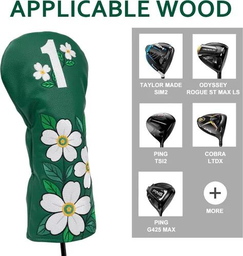 Vista 4 de Fundas para palos de golf, fundas para cabezas de conductor, Fairway 3, cubierta híbrida de cuero sintético, fundas para cabezas de rescate de golf