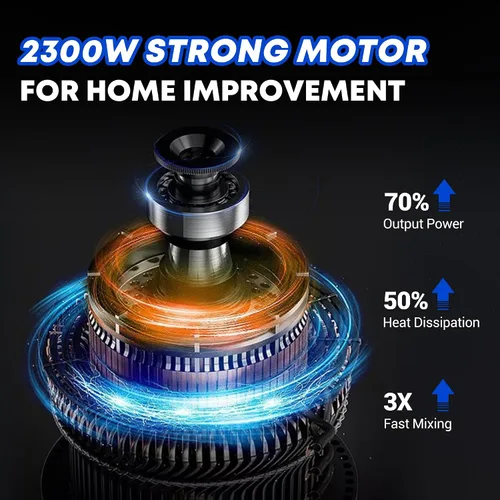 Vista 3 de SILVEL Mezclador de Cemento, Mezclador de Hormigón Eléctrico de Mano de 2300W, Mezclador de Mortero Portátil con 6 Velocidades Ajustables, Mezclador