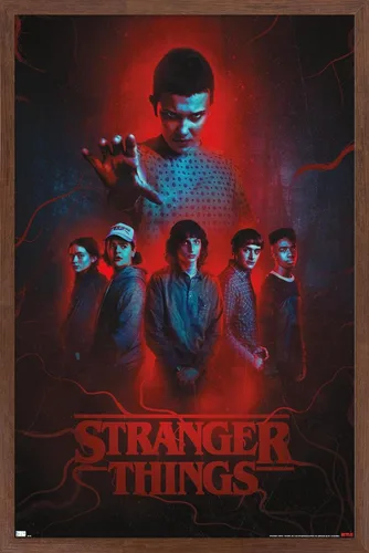 Vista 7 de Trends International Netflix Stranger Things: Season 4 - Póster de pared de grupo, 14.72 x 22.37 pulgadas, versión enmarcada de madera de granero