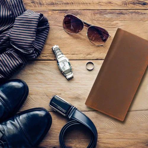 Vista 7 de Kattee cartera plegadiza clásica de cuero para hombre