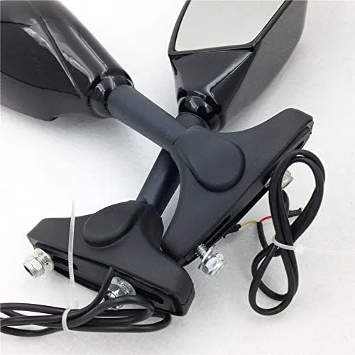 Vista 9 de HK - Espejos laterales LED integrados color negro brillante compatibles con Suzuki GSXR 600/750 GSXR 1000 1100 Hayabusa GSF 600S 1200 1200S BANDIT