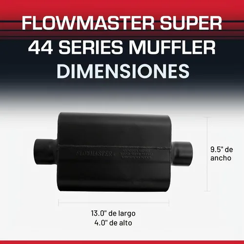 Vista 8 de Flowmaster Silenciador con cámara de la serie Super 44 – 3.00 pulgadas de Entrada centrada/salida central