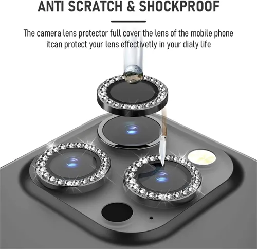 Vista 5 de Suoman Paquete de 3 protectores de lente de cámara para iPhone 12 Pro Max, vidrio templado 9H, [no afecta las tomas nocturnas], cubierta protectora