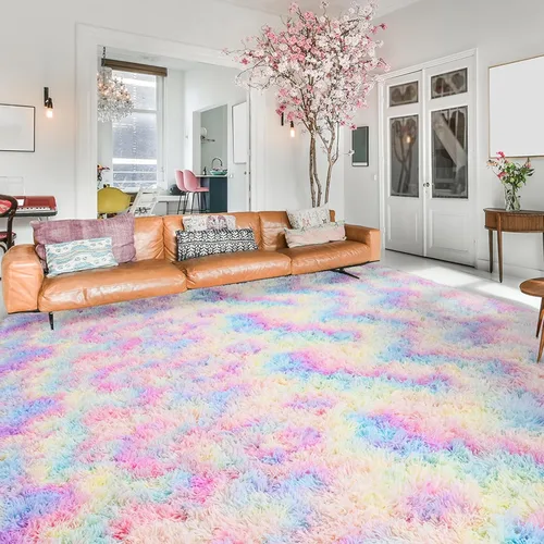 Vista 250 de Softlife Alfombra naranja para dormitorio, alfombra de felpa esponjosa para sala de estar para niñas, alfombra lanuda para niños, alfombra suave