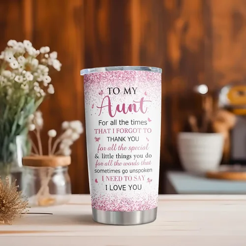 Vista 6 de ZANIION Vaso de regalo para tía de sobrina, sobrino, regalos para la mejor tía, ideas de regalo para tías, regalo de Navidad, día de la madre