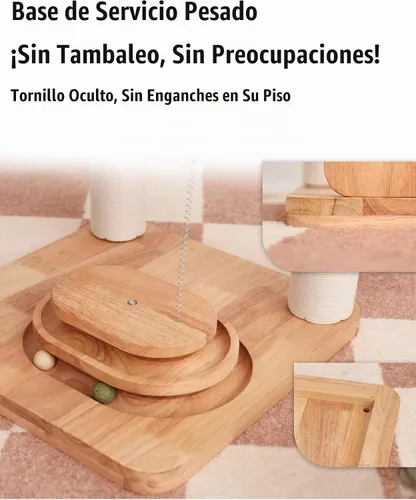 Vista 7 de Torre de madera para gatos de 32 pulgadas, cuenco acrílico, cama