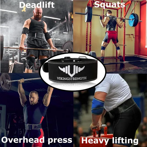 Vista 8 de Vikingstrength Cinturón de levantamiento de pesas de alta calidad con correas de elevación, cinturón de levantamiento de pesas para gimnasio