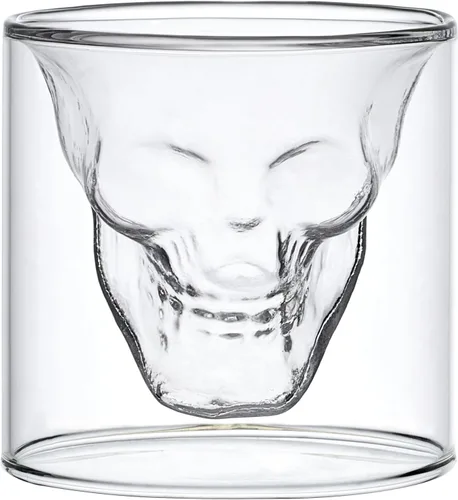 Vista 5 de Vaso de chupito de vidrio en forma de calavera Fred & Friends., DOOMED calavera de cristal, N/A, DOOMED