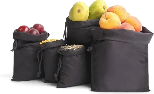 Vista 8 de Bolsas de muselina de algodón, con un solo cordón, de alta calidad, ecológicas, reutilizables, color negro, paquete de 100 unidades (3 x 5 pulgadas)