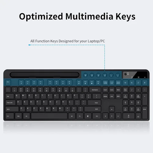 Vista 2 de Combinación de teclado y ratón inalámbricos, MARVO 2.4G Teclado inalámbrico ergonómico para computadora con soporte para teléfono y tableta, ratón