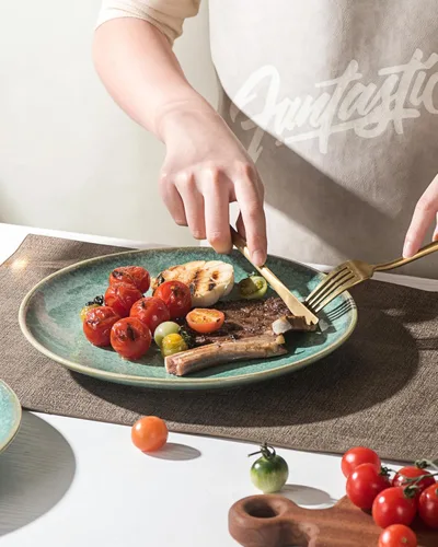 Vista 3 de HENXFEN LEAD Juego de 4 platos llanos de 10 pulgadas, platos de porcelana para ensalada, pasta, microondas de postre, aptos para lavavajillas