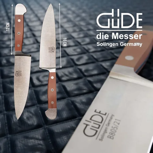Vista 2 de Güde Alpha Pear Series Cuchillo de chef forjado a mano/afilado con mango de madera de pera de lujo de 6 pulgadas, fabricado en Solingen, Alemania
