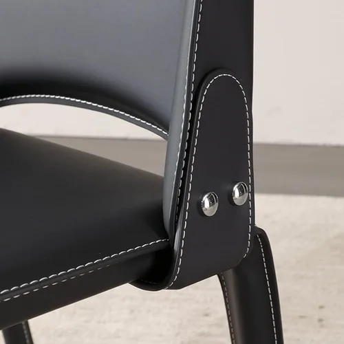 Vista 3 de JKGHK Leather Dining Chairs, Armless Room Chairs, Upholstered Kitchen Chair with Backrest, Side Chair with Metal Legs, for Bedroom, Cafe Brown