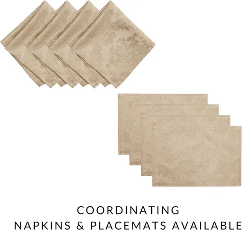 Vista 4 de Elrene Home Fashions Caiden Elegance - Mantel de tela damasco impermeable, resistente a las manchas y a las arrugas, 90 pulgadas redondo, color gris
