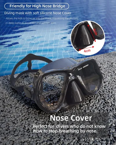 Vista 7 de Máscara de snorkel para natación Keary, máscara de buceo para adultos hombres mujeres jóvenes, gafas de natación antiniebla con vista clara de 180°
