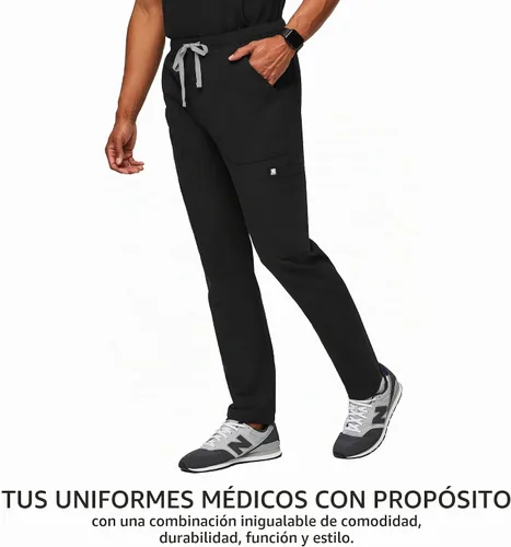 Vista 8 de Pantalones de limpieza tipo cargo FIGS Cairo, ajuste clásico de pierna recta BLK