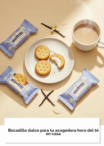 Vista 5 de Korean Food CW Vanilla Sandwich Cookies Sweet Vanilla Cream 12 Packs 360g